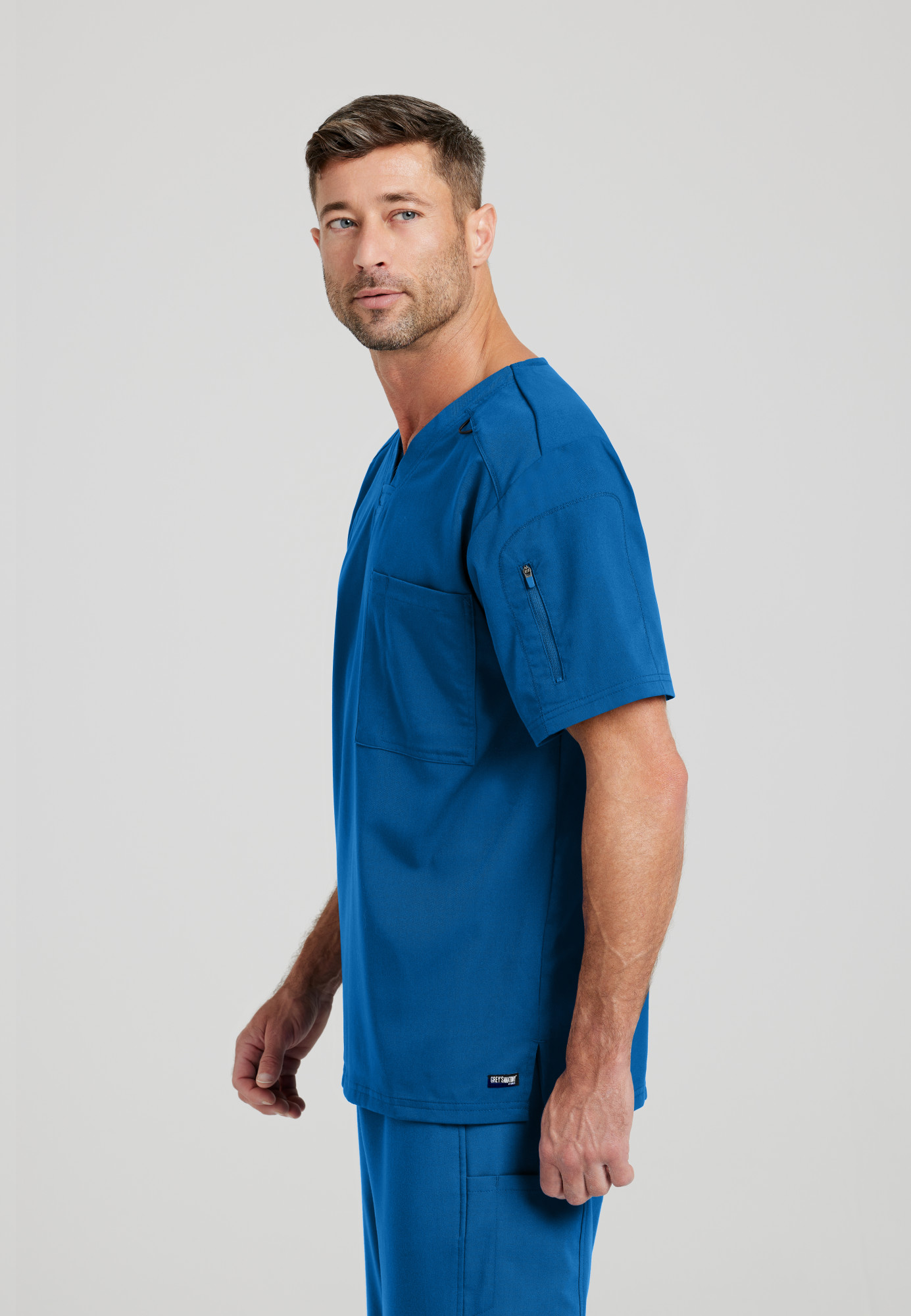 Grey's Anatomy Spandex Stretch - Men's Murphy 2-Pocket V-Neck Scrub Top - Image 2