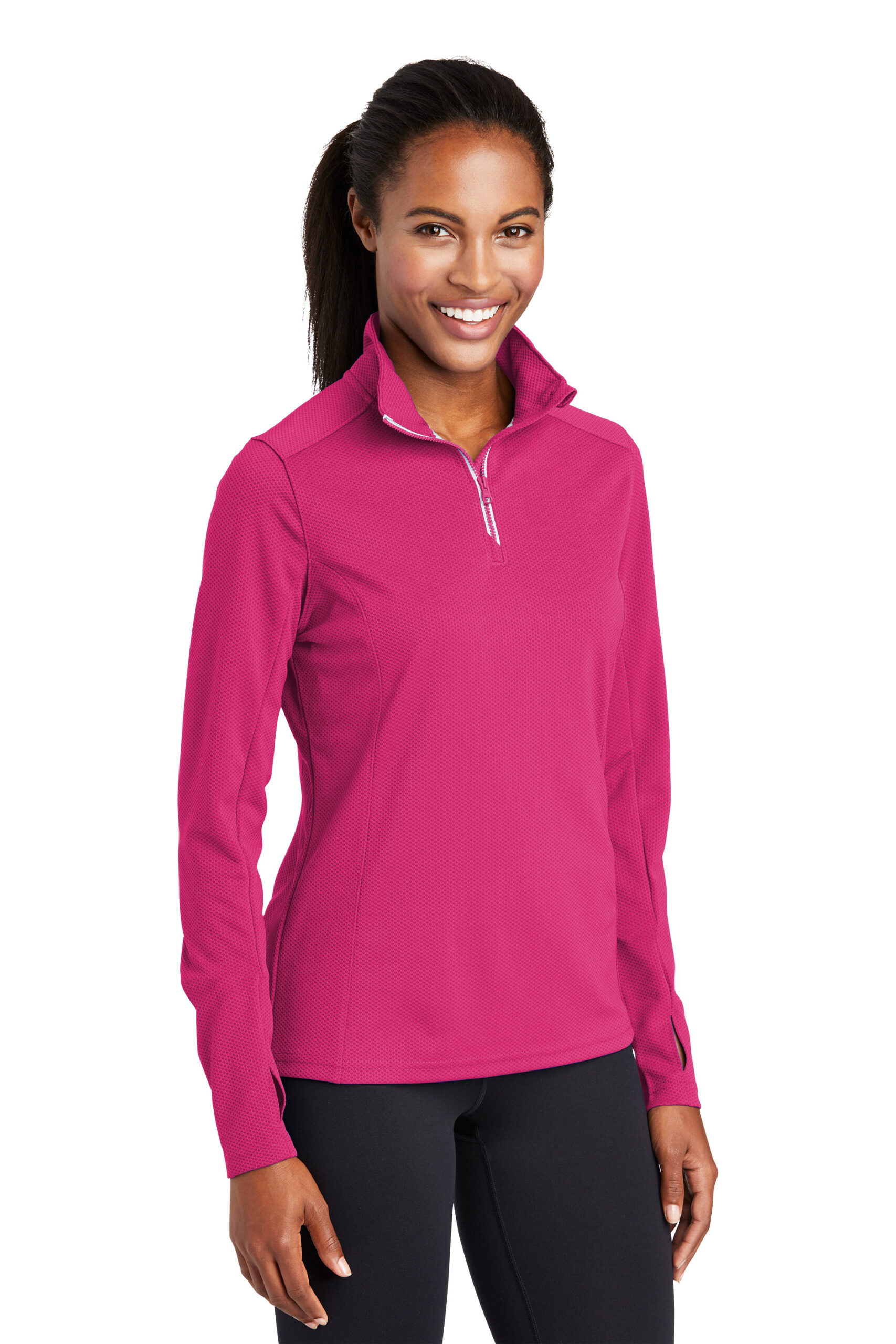 Sport-Tek - Women's Sport-Wick Textured 1/4-Zip Pullover - Image 2