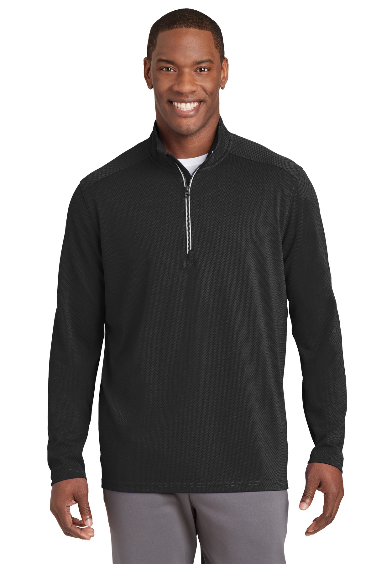 Sport-Tek - Men's Sport-Wick Textured 1/4-Zip Pullover