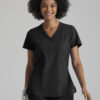 Barco One - Women's 4-Pocket V-Neck Princess Perforated Top
